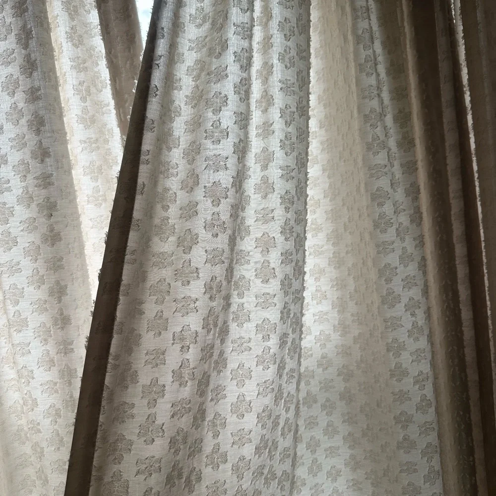 Threshold 50” x 96” Light Filtering Clipped Textured Curtain Panel - Natural - Picture 3 of 4